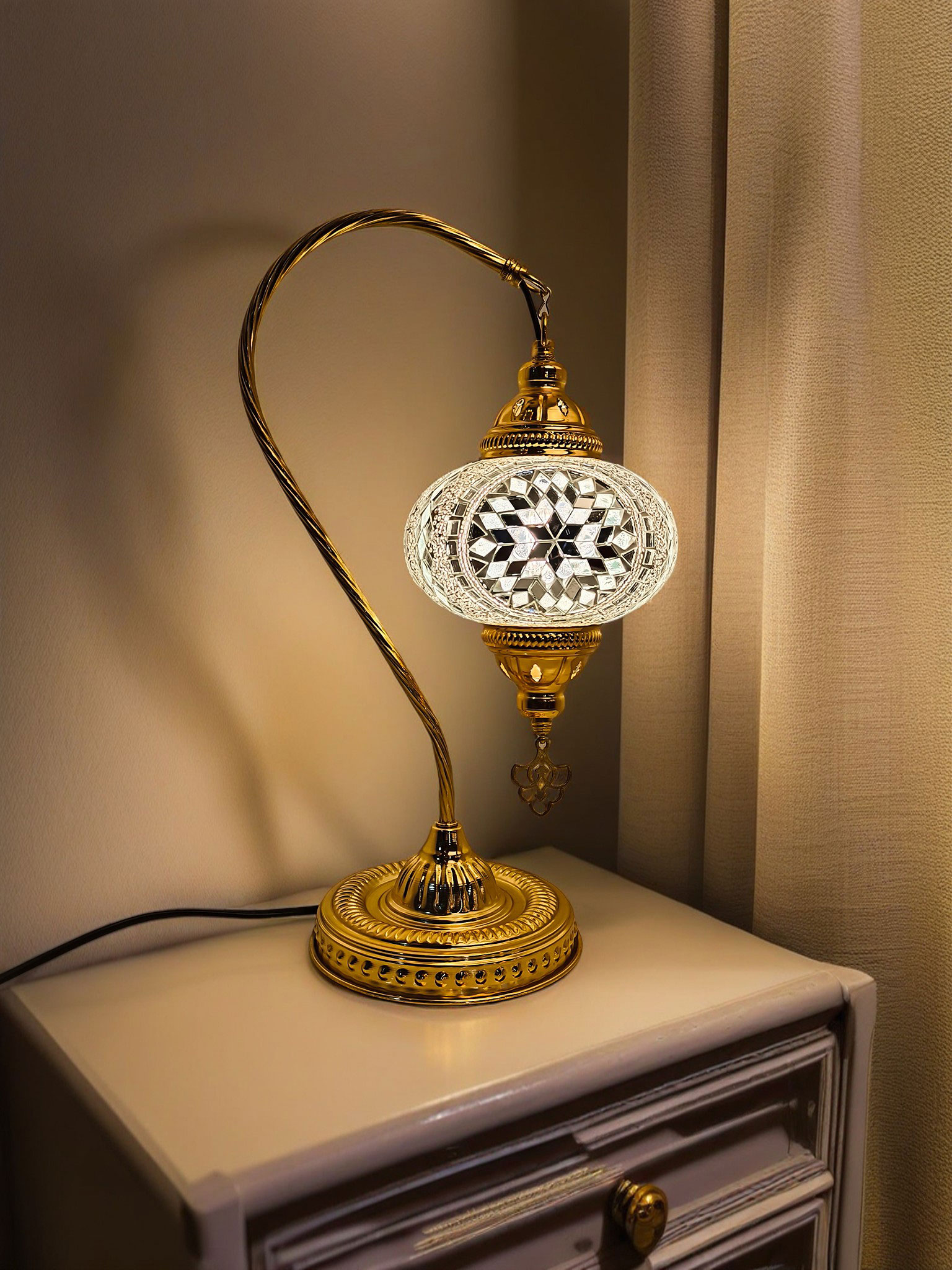 Gold Swanneck Turkish Bedside Lighting